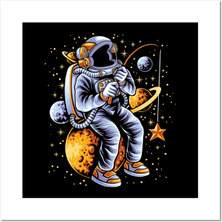 astronaut fishing a stars Posters and Art